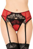 Blair Red Satin Black Lace Garter Belt Thong