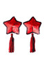 Red Star Sequin Black Tassel Reusable Burlesque Nipple Pasties