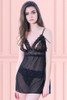 Adora Black Babydoll Mesh Lingerie with Slit Cups.