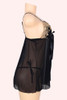 Lucia Black Open Front Babydoll with Gold Embroidered Lace Cups actual product picture side view
