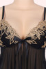 Lucia Black Open Front Babydoll with Gold Embroidered Lace Cups actual product picture upclose