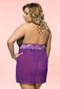 Ada Purple Plus Size Nighties Babydoll Lingerie  worn by a model back view 