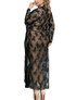 Divine Black Lace Open Front Long Night Gown Lingerie Plus Size