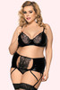 Gigi Black Lace Vinyl Bra High Waist Garter Belt Plus Size