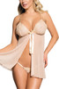 Beige Lucia Embroidered Open Front Babydoll