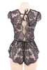 Tabitha Black Lace Plunging Romper Teddy