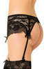 Retro Black Lace Garter Belt Thong Set