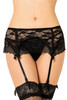 Retro Black Lace Garter Belt Thong Set