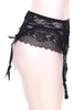 Retro Black Lace Garter Belt Thong Set