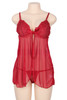Lucia Red Embroidered Open Front Babydoll