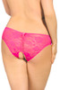 Pink May Lace up Floral Lace Crotchless Panty - Plus Size