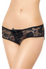 Black May Lace up Floral Lace Crotchless Panty