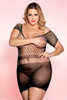 Black Knit  Bodystocking Mini Dress Plus Size