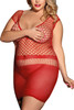 Red Knit  Bodystocking Mini Dress Plus Size