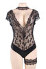 Ivy Floral Eyelash Lace Vinyl Plunging Teddy Plus