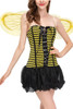 Sexy Queen Bee Black and Yellow Stripe Tutu Dress with Wings Animal Costume Dress