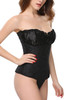 Ramona Black Satin Ruched Vintage Corset Plus 3XL