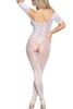 White Off Shoulder Floral Fishnet Body Stockings