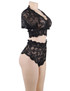 Helena Black Lace Cropped Bralette High Waist Thong Lingerie Set