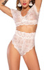 Helena White Lace Cropped Bralette High Waist Thong Lingerie Set