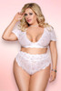 White lace plus size lingerie set.
