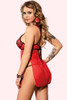 Sara Red Babydoll Lingerie with Nipple Slit and Side Slits worn by a model back view