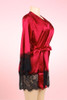 Veronica Red Satin Black Lace Trimmed Robe Set