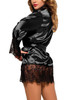 Veronica Black Satin Lace Trimmed Robe Set Plus Size