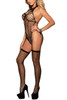 Louise Fencenet Halter Teddy Faux Garter Body Stockings