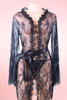 Black Debbie Sheer Eyelash Lace Kimono Robe