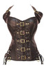 Brown Buckle Vinyl Steampunk Halter Corset