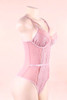 Naomi  Old Rose Lace Bodysuit Teddy Lingerie actual product picture on a mannequin quarter side view 