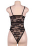 Teagan Black Satin Lace Bodysuit Teddy Lingerie