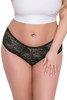  Joy Black Ruffle Back Open Crotch Lace Hipster Panty Plus Size