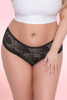 Joy Black Ruffle Lace Plus Size Crotchless Panty