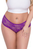 Joy Purple Ruffle Back Open Crotch Lace Hipster Panty Plus Size