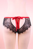 Sofia Red Satin Bow Black Lace Cheeky Panty