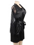Emy Black Satin Lace Sleeves Robe Set