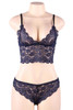 Navy Blue Amelia Lace Camisole Cheeky Panty Satin Pajama Short Set