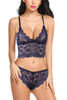 Navy Blue Amelia Lace Camisole Cheeky Panty Satin Pajama Short Set