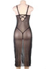 Black Inez Sparkle Sheer Plunging Slit Long Gown