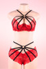 Morgana Red Bralette Strappy Panty Lingerie Set
