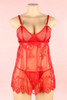 Riley Red Lace Flyaway  Babydoll