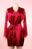 Emy Red Satin Lace Sleeves Robe Set