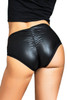 Black Vinyl Ruched back Faux Leather Mid Waist Panty