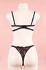 Bella Black Lace Balconette Bra and Thong Panty Lingerie Set