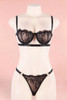 Bella Black Lace Balconette Bra and Thong Panty Lingerie Set