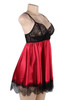 Scarlett Black Lace Red Satin Babydoll Plus Size