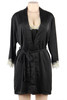 Ella Black Satin Chemise Robe Lingerie Set Plus Size