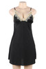 Ella Black Satin Chemise Robe Lingerie Set Plus Size